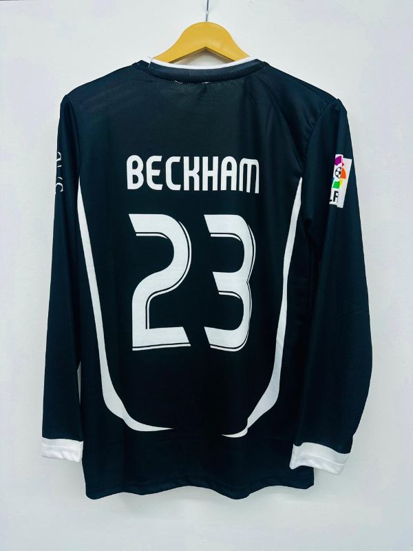 Real Madrid Black Long Sleeve Jersey – Beckham 23 | FBL Jerseys